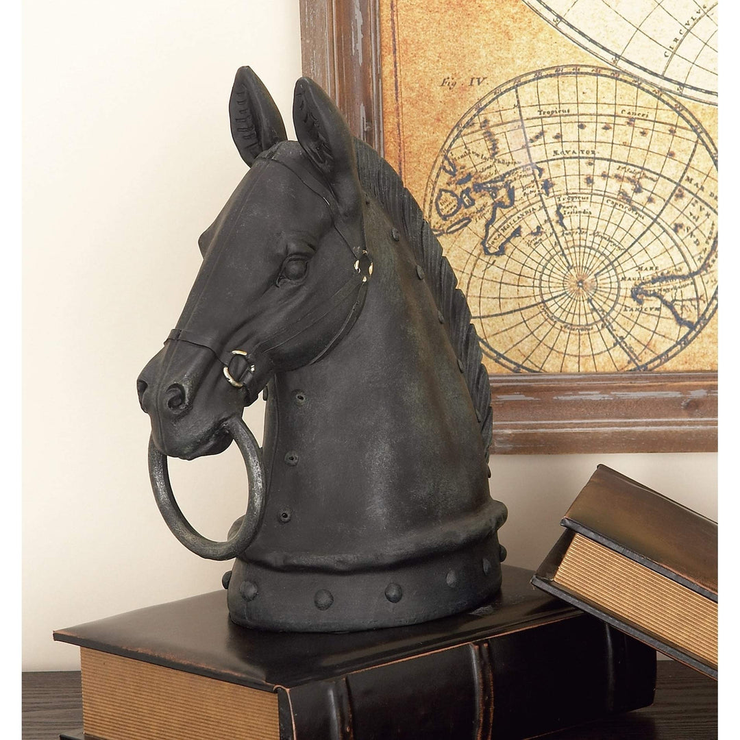 Jartop Polystone Horse Head Sculpture Black Resin