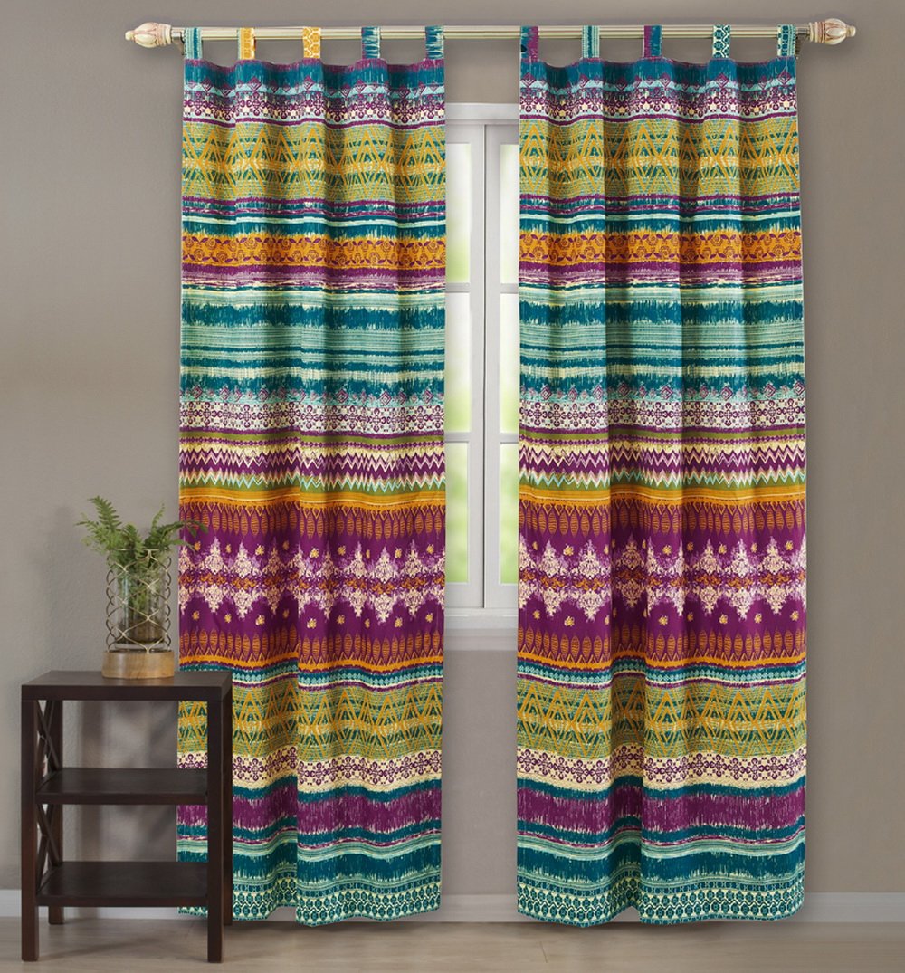 Southwestern Tribal Geometric Chevron Stripe Pattern Print Multicolor Blue Siesta