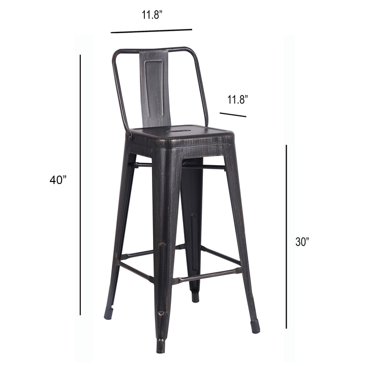 AC Pacific Modern Industrial Metal Bar Stools with Stylish Low Back Matte Finish distressed