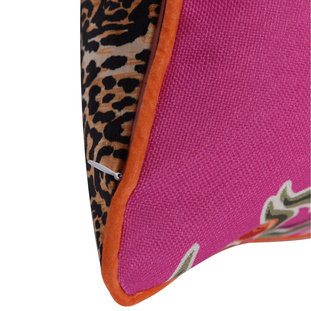 Double Sided Pillow Monkey Print and Cheetah Velvet Right Pink Animal Modern