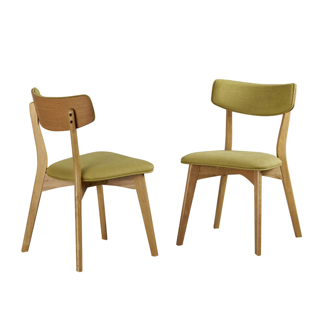 Christopher Knight Home Abrielle Mid-Century Modern Fabric Dining Chairs with Green Tea + Natural Oak