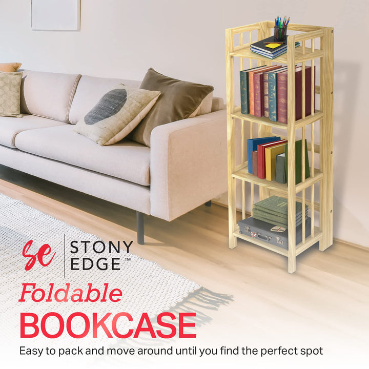 Stony Edge 4-Tier Folding Bookshelf|Espresso Wood Finish