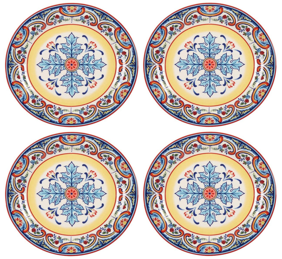 Euro Ceramica Zanzibar Collection Vibrant 8.7" Ceramic Salad/Dessert Plates