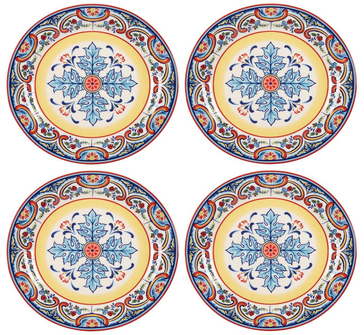 Euro Ceramica Zanzibar Collection Vibrant 8.7" Ceramic Salad/Dessert Plates