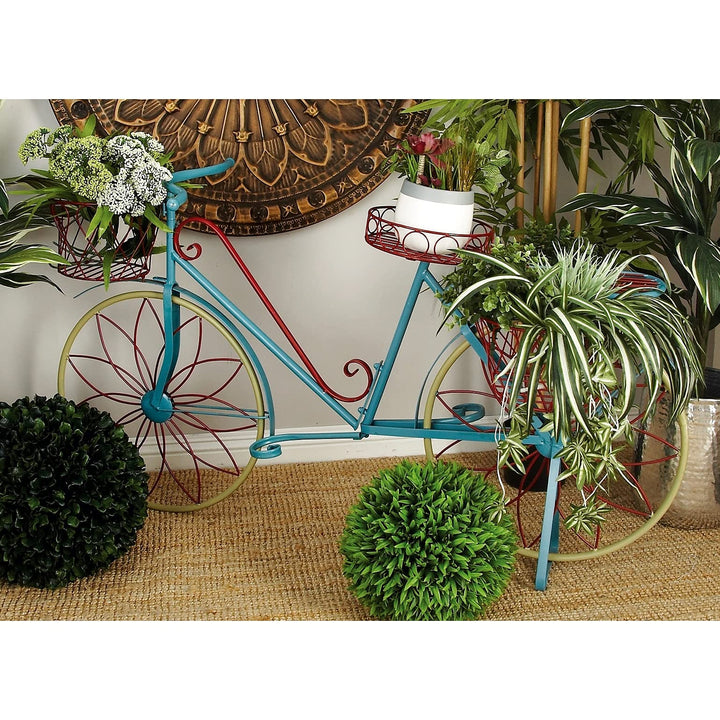 Studio 350 Farmhouse 32 x 54 Inch Metal Bicycle Plant Stand by Turquoise