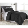 Black Luxury Microfiber Quilt Set Cali King Lightweight Oversized Bedding Black - King - Cal King