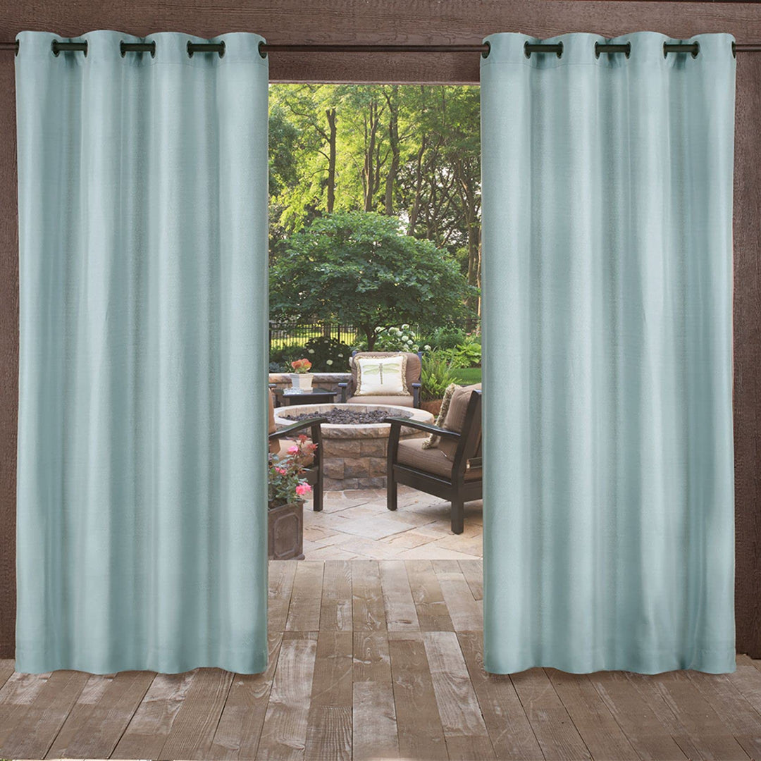 Exclusive Home Biscayne Indoor/Outdoor Two Tone Textured Grommet Top Curtain 54X108 - Pool Blue