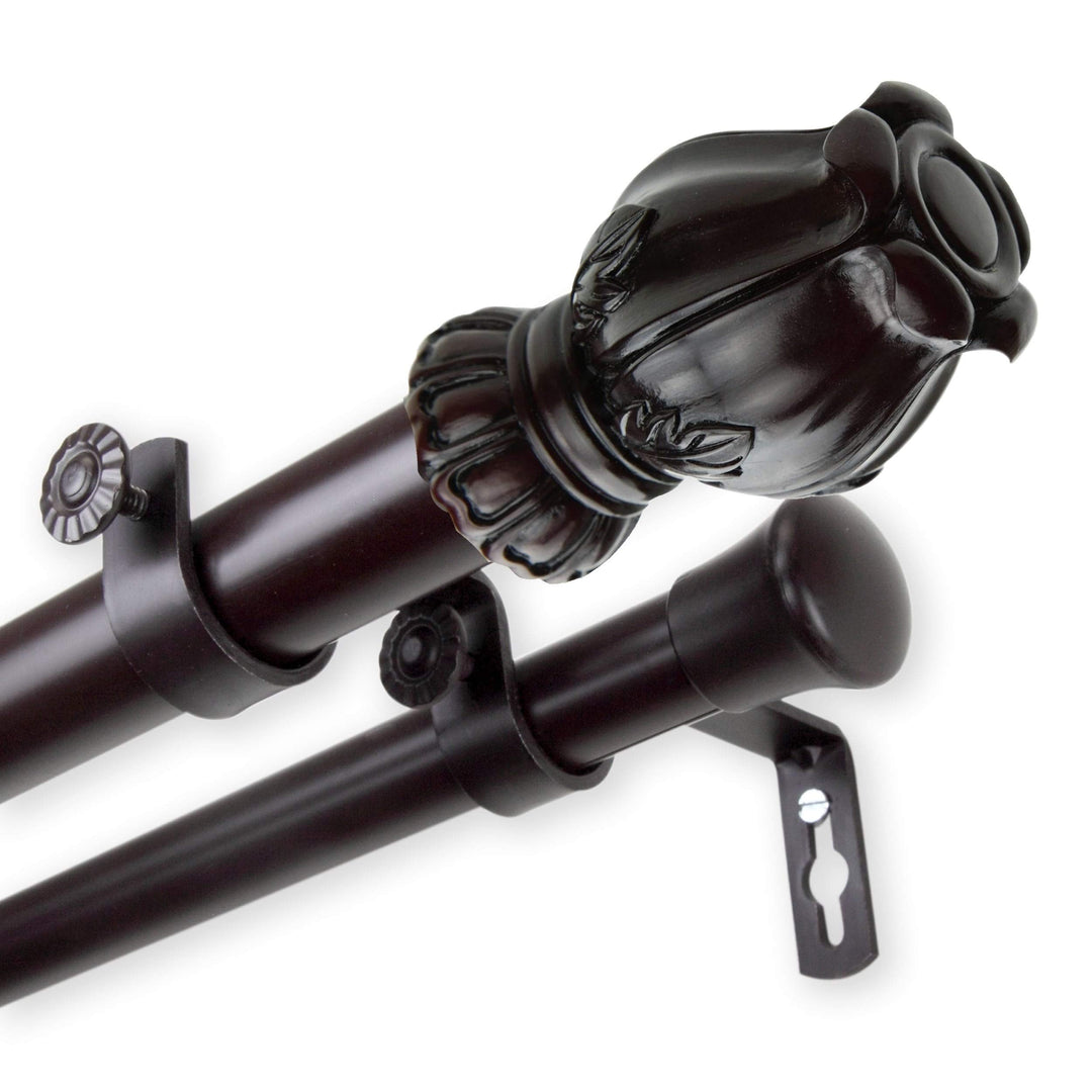 InStyleDesign Majesty 1 inch Diameter Adjustable Double Curtain Rod Mahogany 120 120 to 170 inches - Mahogany