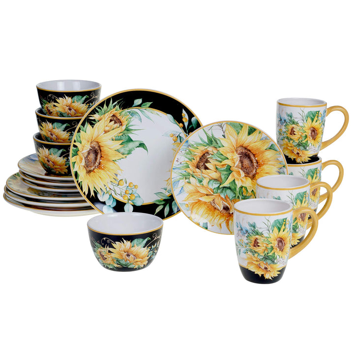 Sunflower Fields 16 piece Dinnerware Set Service for 4