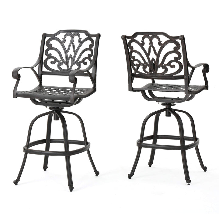 Christopher Knight Home Alfresco Outdoor Bronze Finished Cast Aluminum Barstools