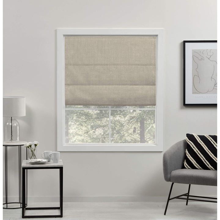 Exclusive Home Acadia 100% Blackout Polyester Roman Shade 31"x64" Natural 31x64 - Natural