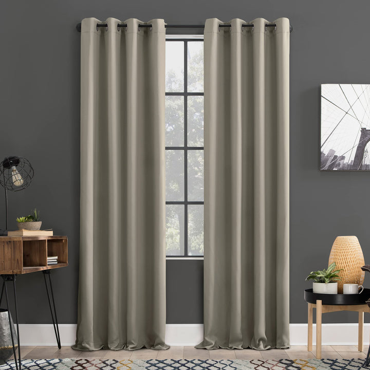 Sun Zero Soho Blackout Energy Efficient Grommet Curtain Single Panel 54" x 63" 54" x 63" - Stone