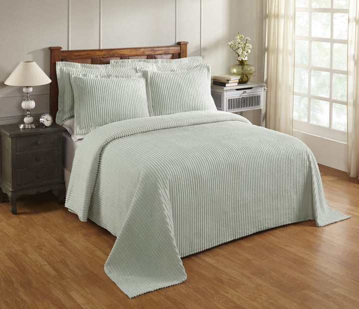 Better Trends Chenille Bedspreads Full/Double Jullian Collection Bold Stripes Sage - Full