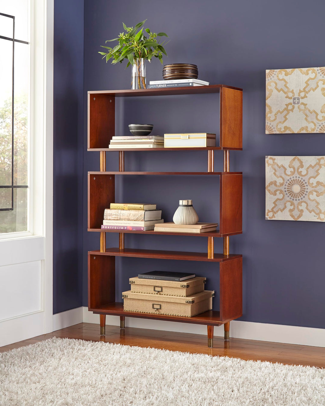 Target Marketing Systems Margo 3 Tier Bookshelf for Home Office Study Room Antique