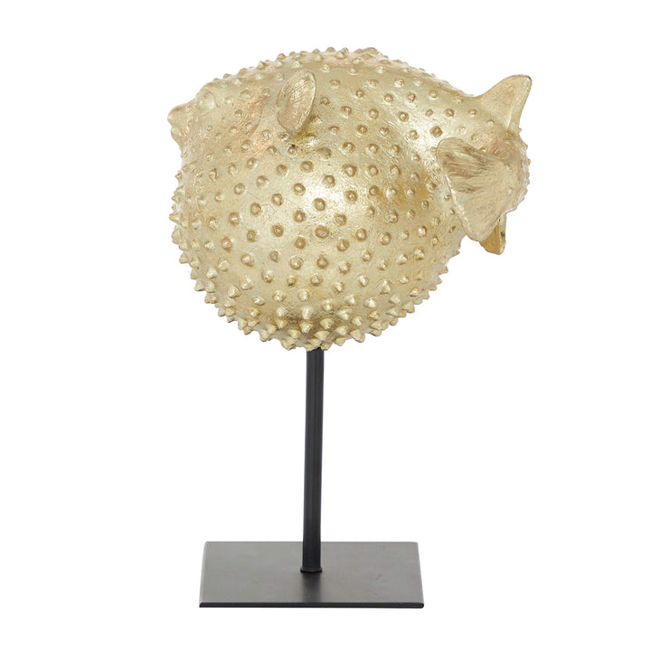 Gold Polyresin Coastal Fish Sculpture 9 X 7 5 Yellow Resin