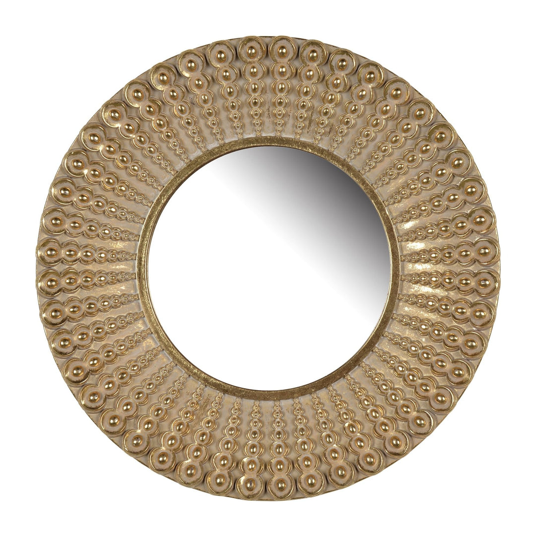 Gold Beaded Sunburst Accent Wall Mirror Farmhouse Modern Contemporary