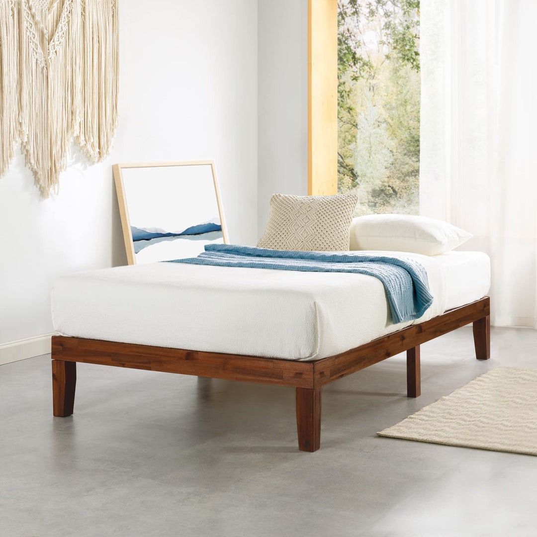 Mellow Naturalista Classic 12-Inch olid Wood Platform Bed|Wooden lats No Box Espresso - Twin