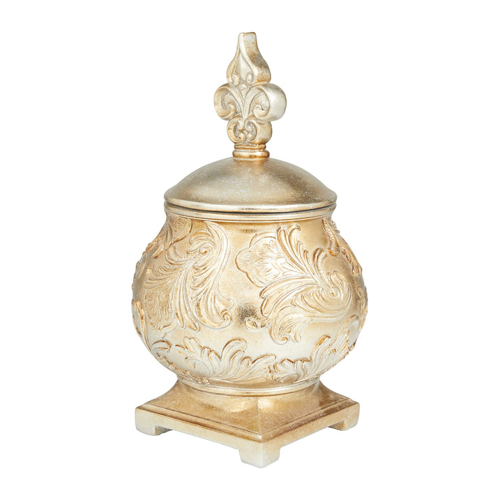 Gold Polystone Traditional Decorative Jar 13 X 8 Stoneware