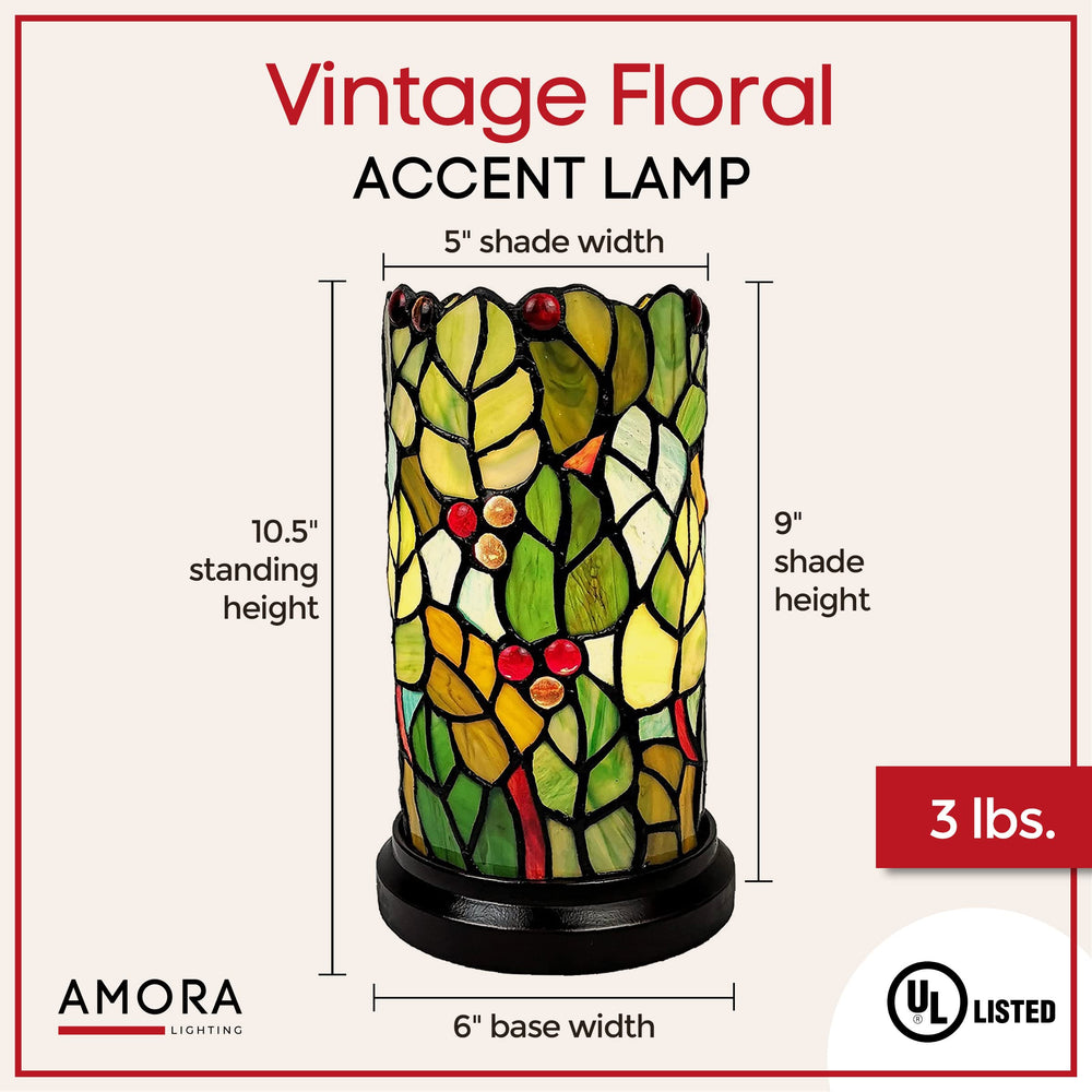 Amora Floral Leaf Decorative Desk ps - Tiffany Accent p - Mosaic /Multi-color