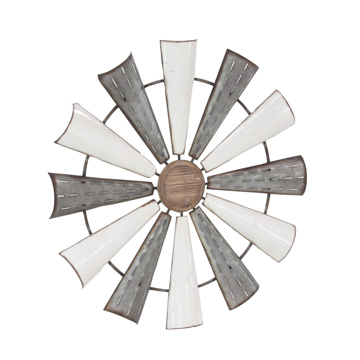 Industrial Pinwheel Iron Wall Decor White Rustic