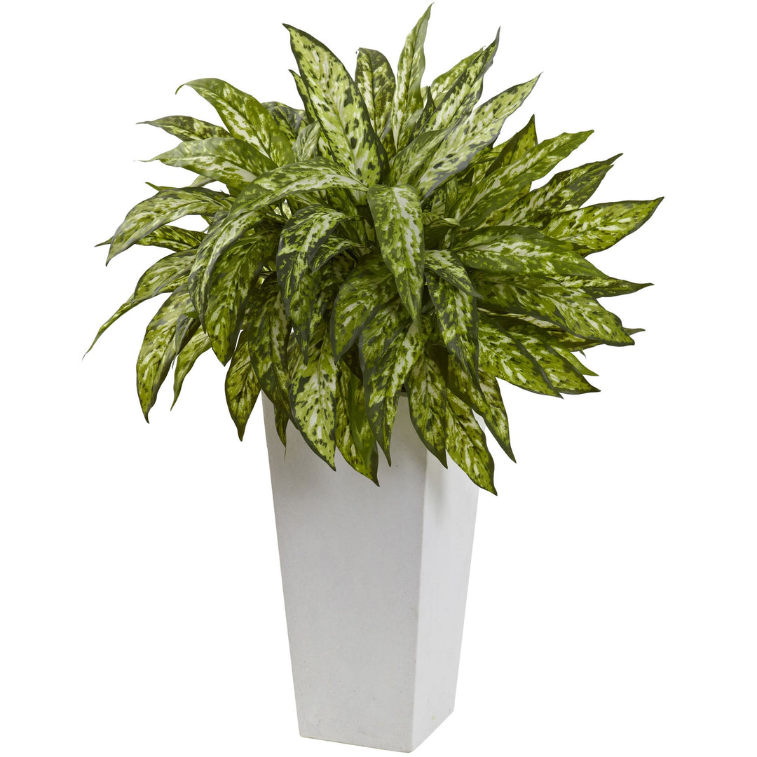 Nearly Natural Aglaonema Artificial Plant with White Decorative Planter