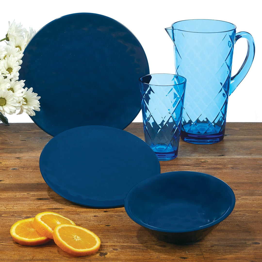 Solid Cobalt Blue Dinner Plates Set Of 6 Casual Round Melamine Piece