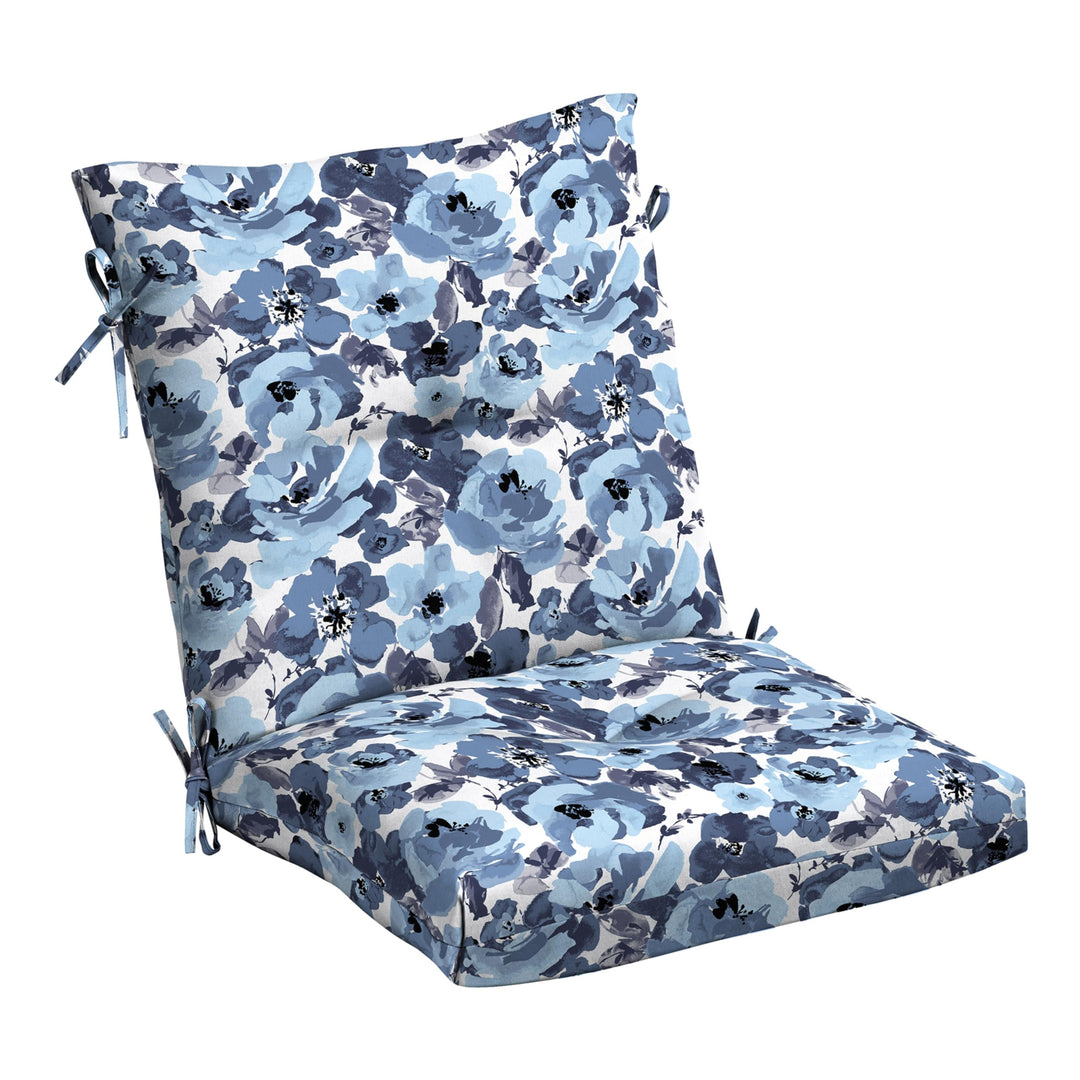 Arden Selections Outdoor Plush Modern Tufted Blowfill Dining Chair Cushion 21 Blue Garden Floral