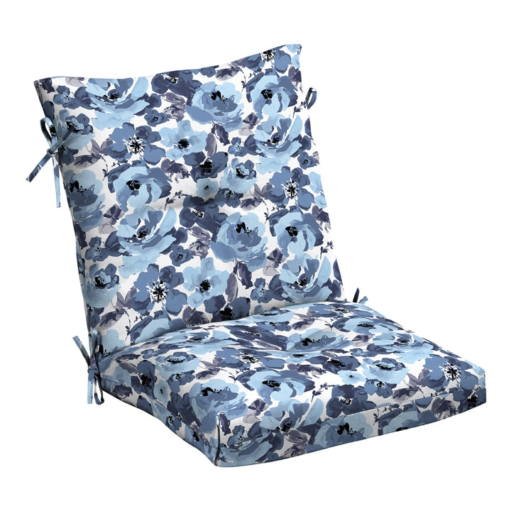 Arden Selections Outdoor Plush Modern Tufted Blowfill Dining Chair Cushion 21 Blue Garden Floral