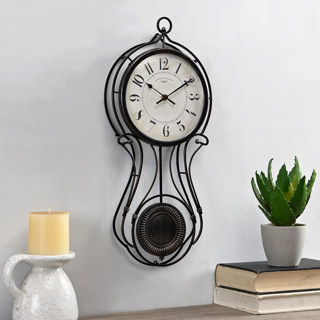 FirsTime & Co. Harwick Pendulum Wall Clock American Crafted Black 9.1 x .36 x