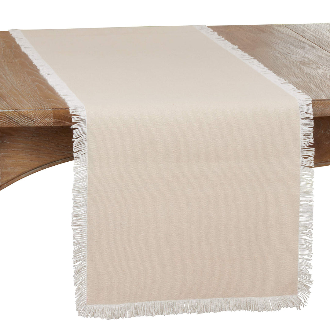 Fringe Border Table Runner Natural