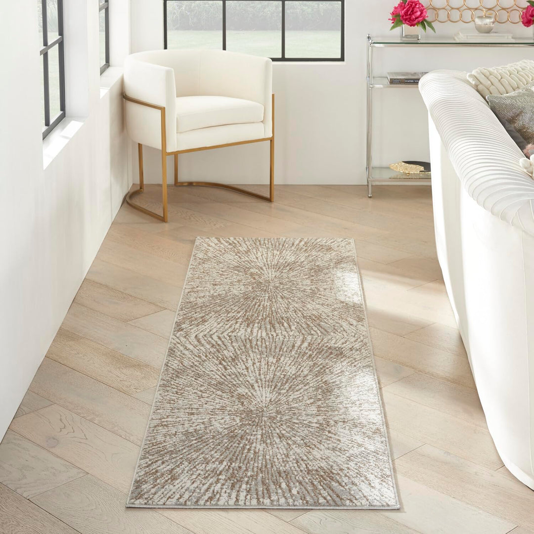 Inspire Me! Home Décor Metallic Modern Grey Mocha 2'2" x 7'6" Area -Rug Easy