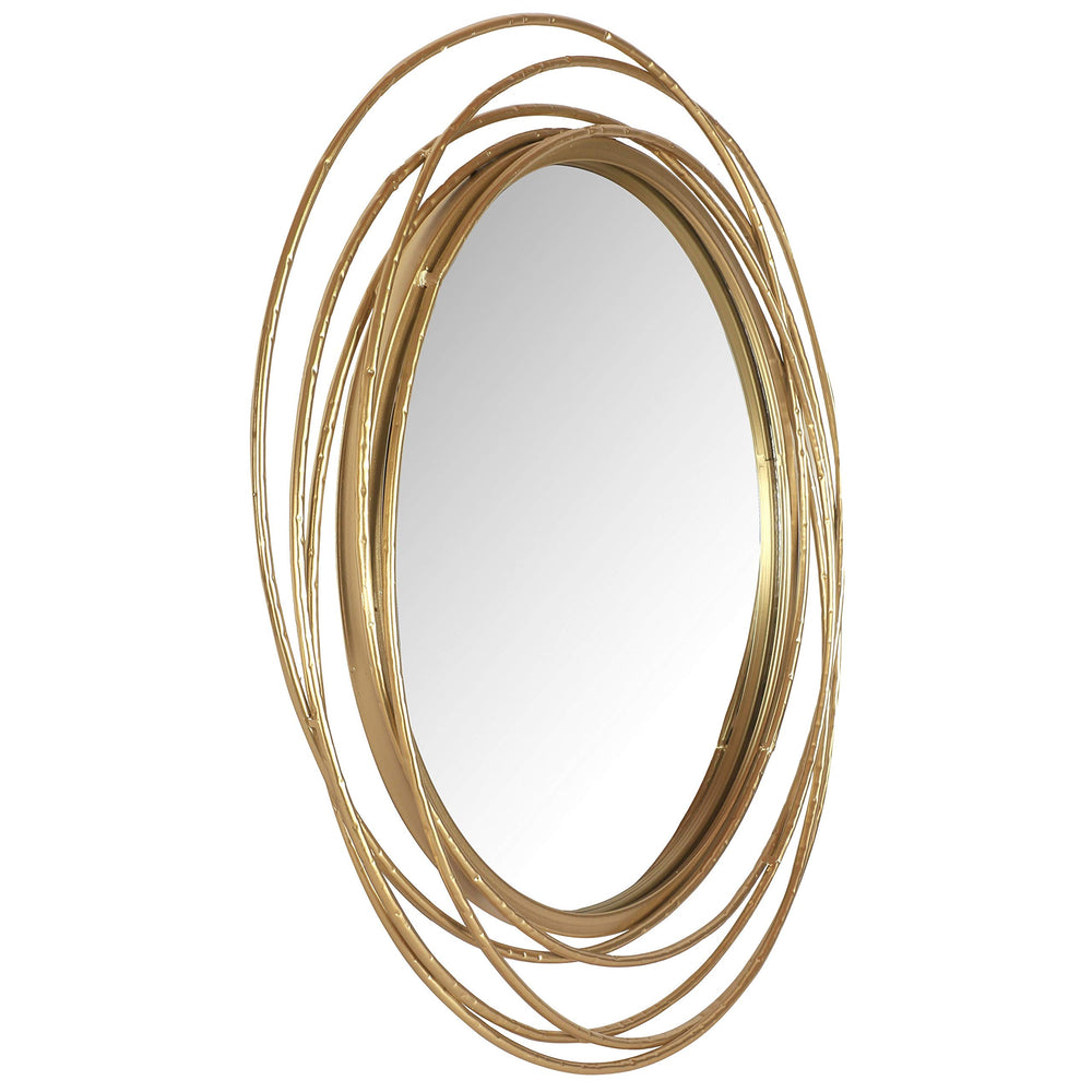 20" Dia Gold Round Wall Mirror Modern Metal Circle Wire Rings Accent Diameter - Diamond Home USA