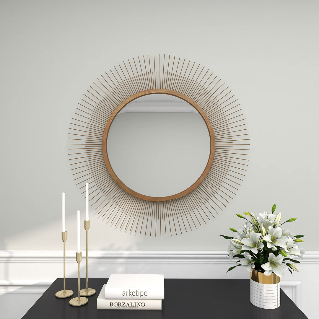 Gold Iron Modern Wall Mirror 36 X 2 36round Mid-Century