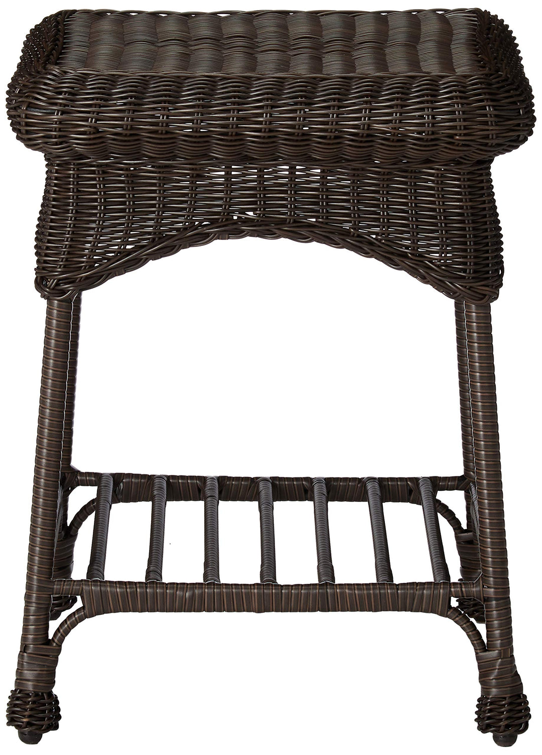 Outdoor Espresso Wicker Patio Furniture End Table