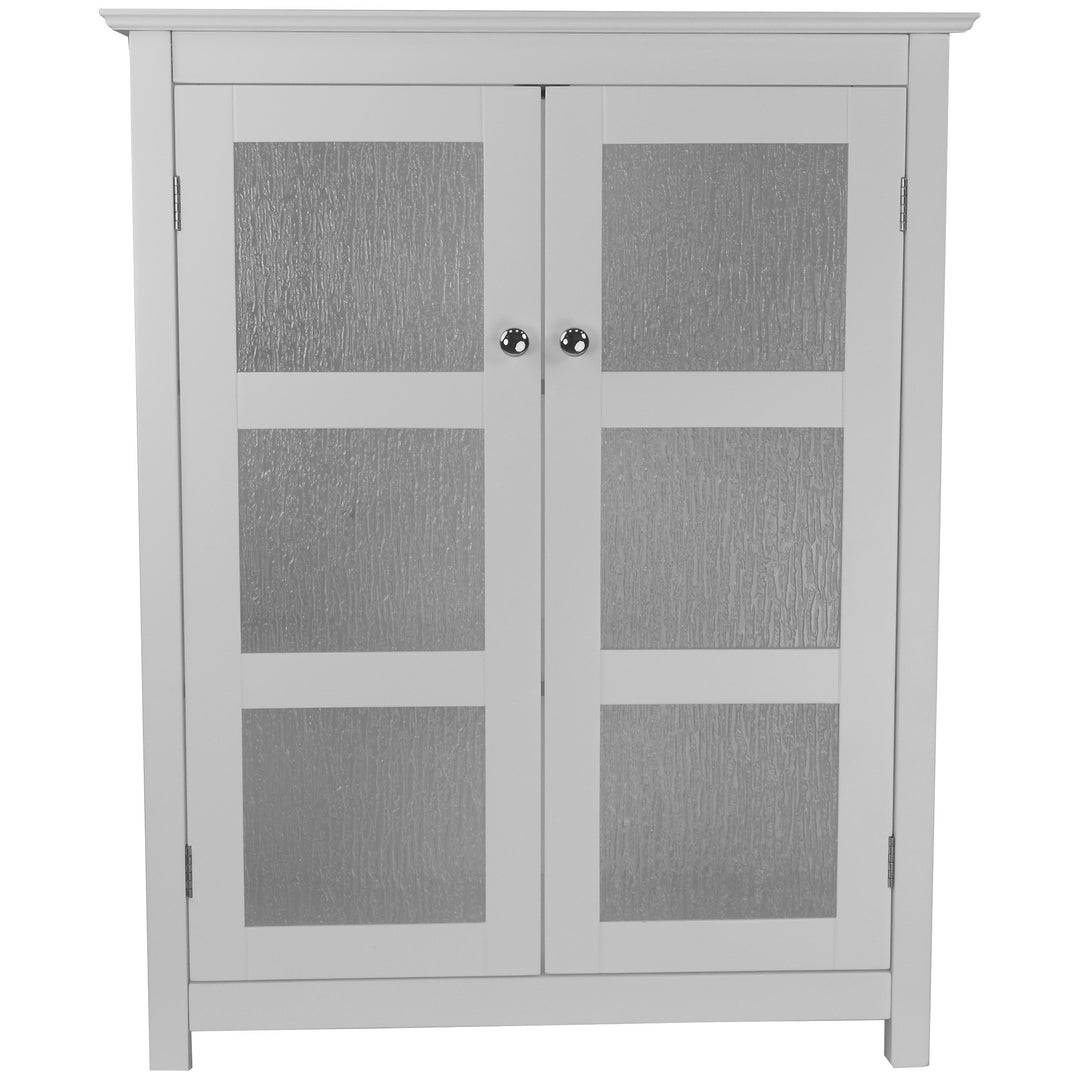 Elegant Home Fashions Rain Collection Floor Cabinet with 2 Glass Door White