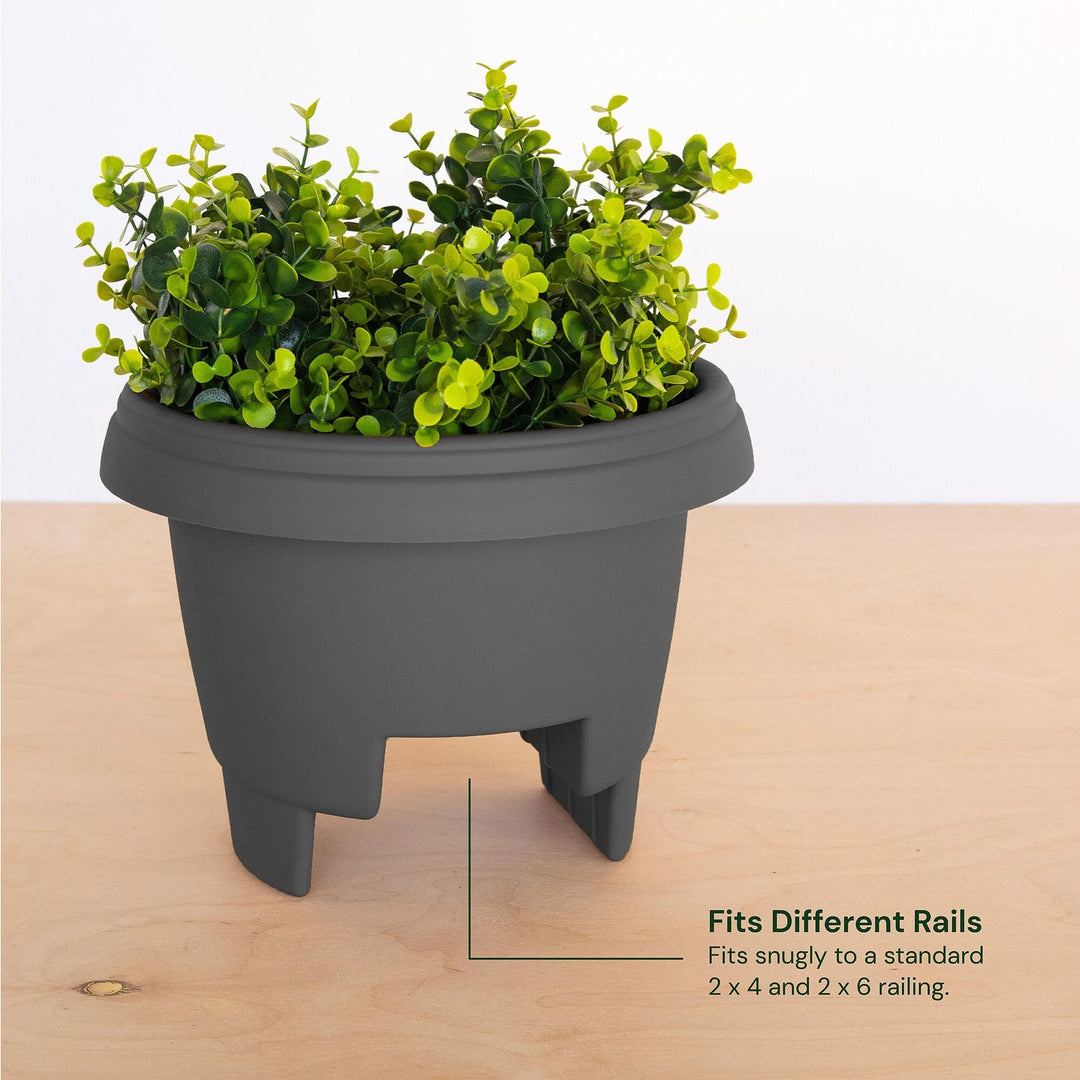 Deck ail ound Planter: 12" Charcoal Matte Finish Fits Sizes 3"-3.75" Durable