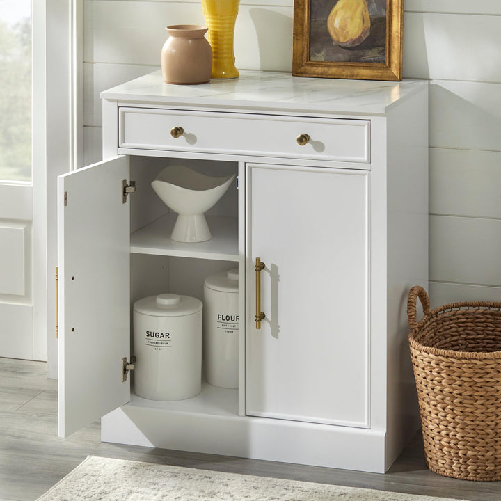 1-drawer/2-door Cabinet White Farmhouse Rectangular MDF Drawers Includes - Diamond Home USA