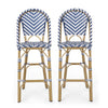 Christopher Knight Home 314446 Kinner Outdoor Barstool Navy Blue + White + Navy Blue + White + Bamboo Print Finish