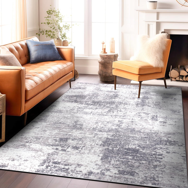 Rugshop Distressed Abstract Area Rug 7'10" x 10' Gray 7' 10" x 10' - Gray