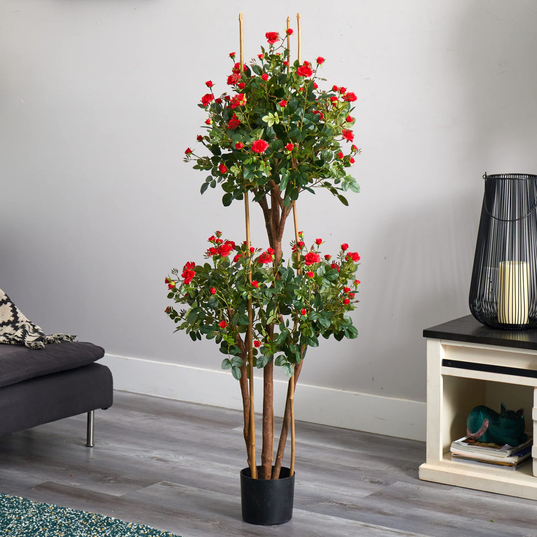 Nearly Natural 5ft. Mini Rose Silk Tree