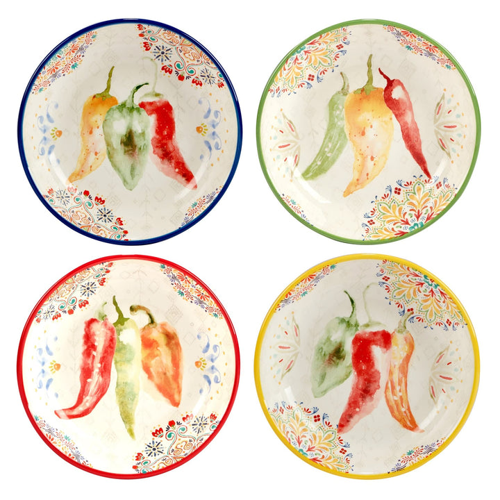 Sweet And Spicy 40 Oz. Soup/cereal Bowls Set Of 4 9" Dia X 2" Multi Color