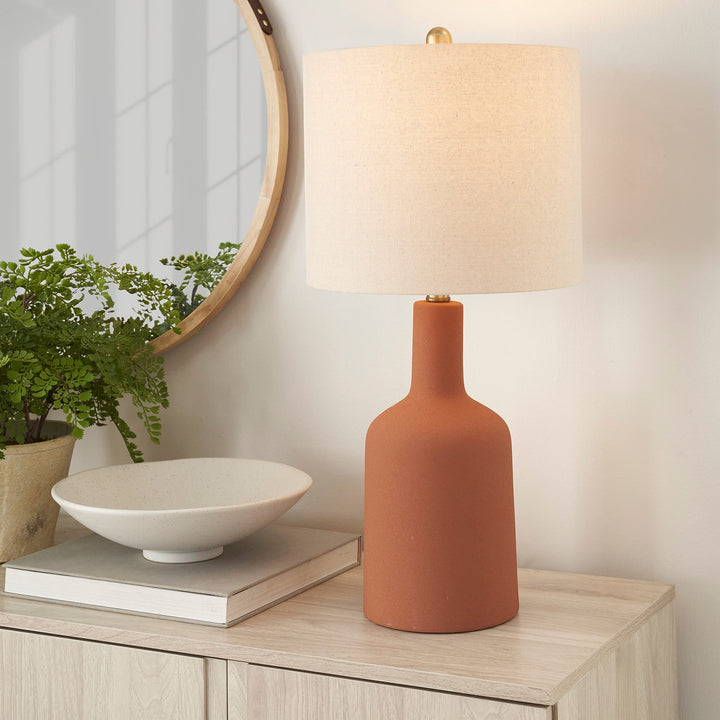 22" Modern Terracotta Orange Table Lamp Farmhouse Contemporary Rustic - Diamond Home USA