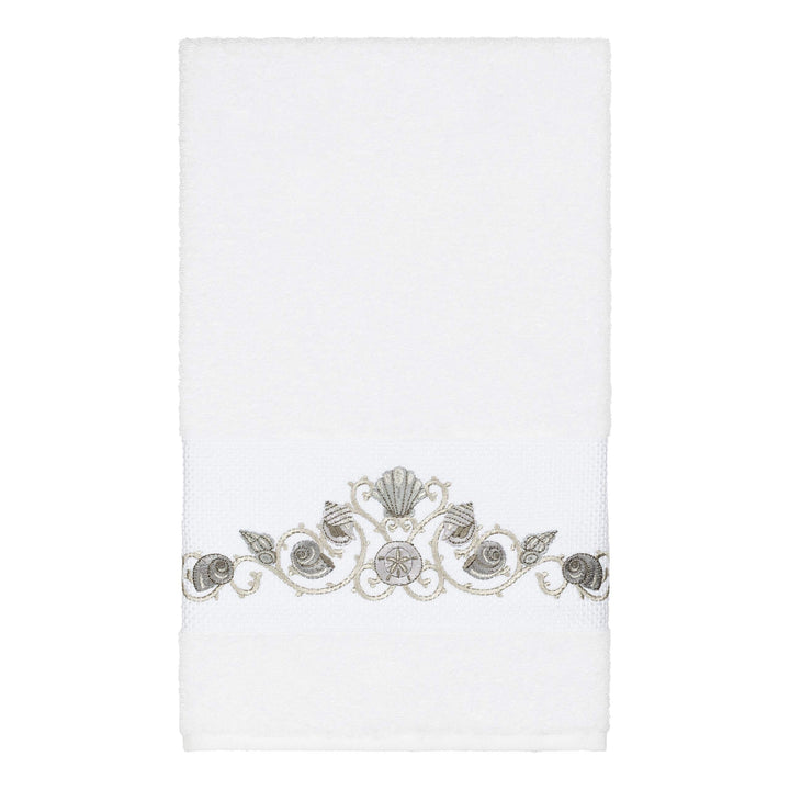 Turkish Cotton Shells Embroidered White 3-Piece Towel Set Novelty Terry Cloth