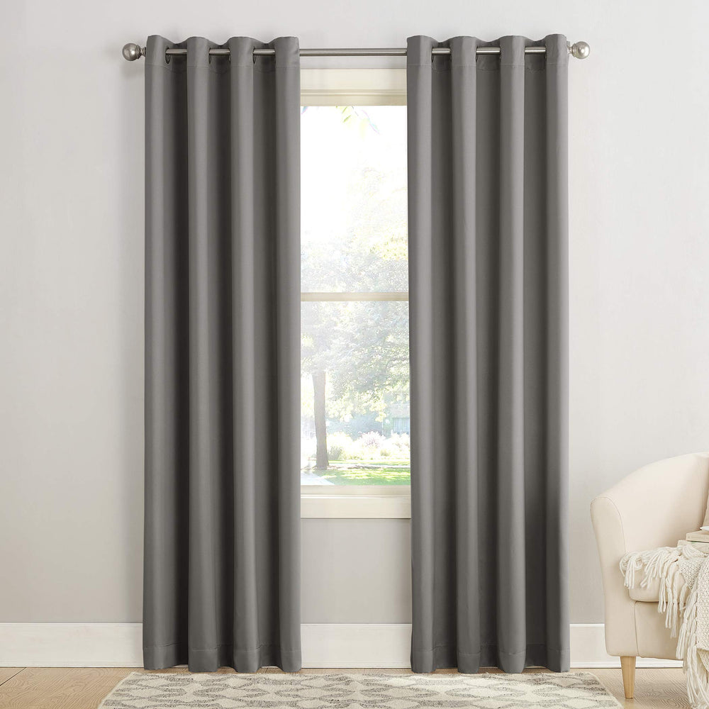 Sun Zero Barrow Energy Efficient Grommet Curtain Single Panel 54 x 95 - Steel Grey