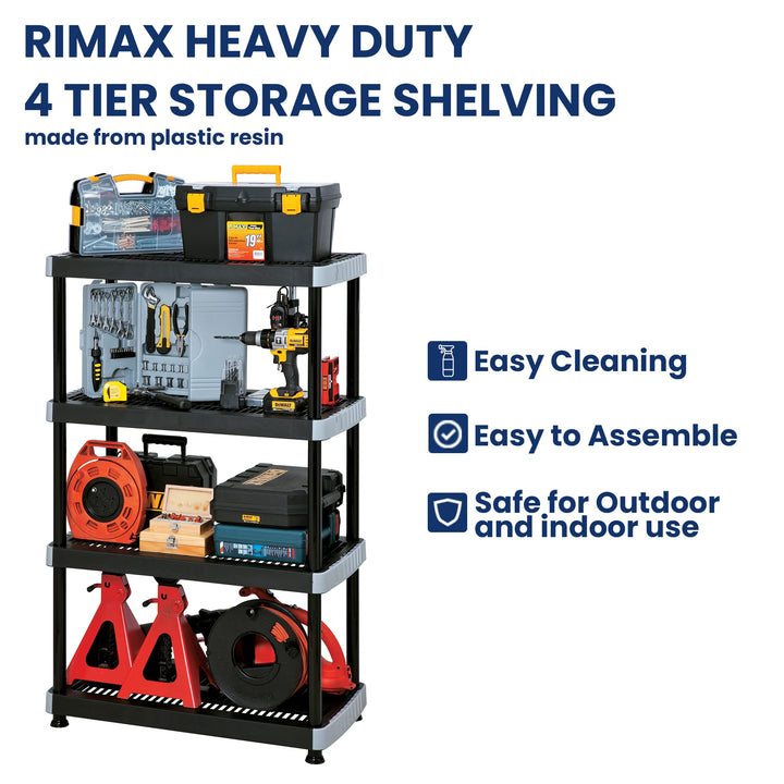 Rimax 9493 4 Shelf Storage Rack Black