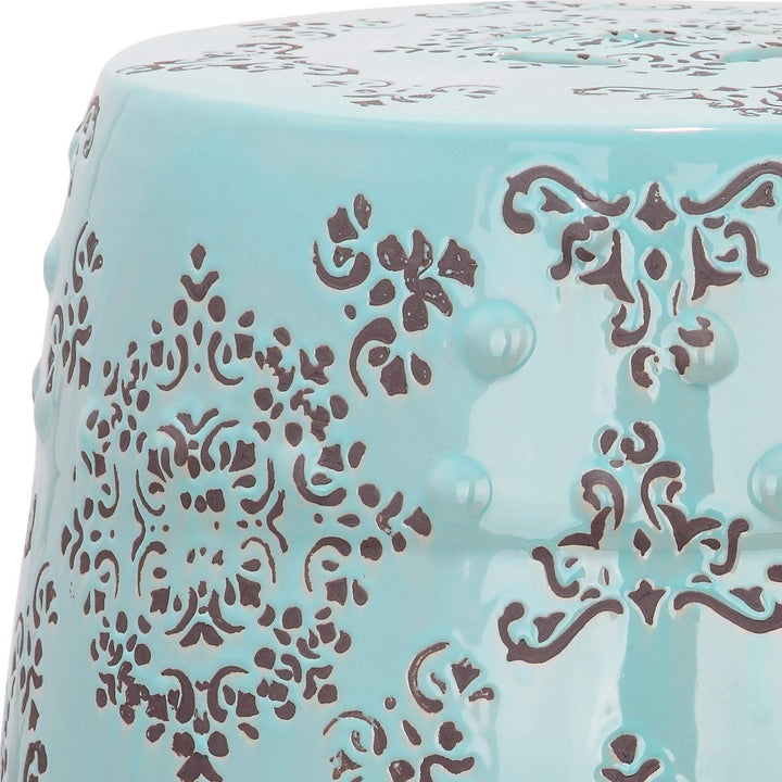 Paradise Pacific Light Blue Ceramic Decorative Garden Stool Modern