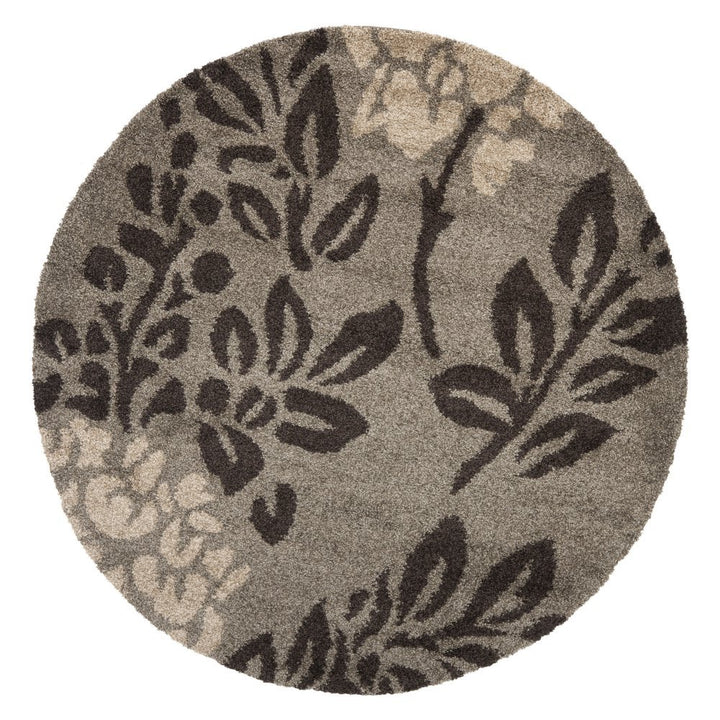 SAFAVIEH Florida Shag Collection 4' Round Smoke / Dark Brown SG456 Floral