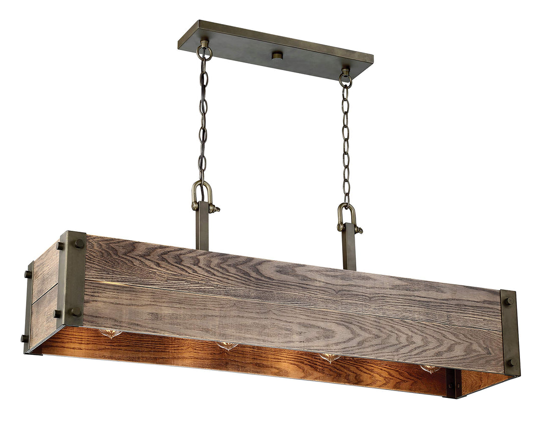 Nuvo 60/6424 Winchester 4-Light Trestle Pendant Bronze & Aged-Wood Finish