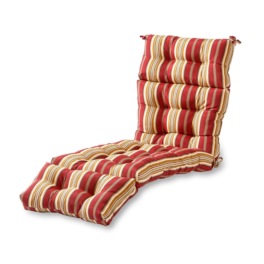 72" Lounge Cushion Red Striped Tan Stripes Nautical Outdoor 6ft Patio Chaise Pad - Diamond Home USA