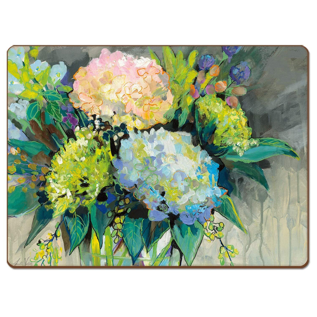 Home Hardboard Placemats Hydrangea from The Garden Set of 4 Multi Color